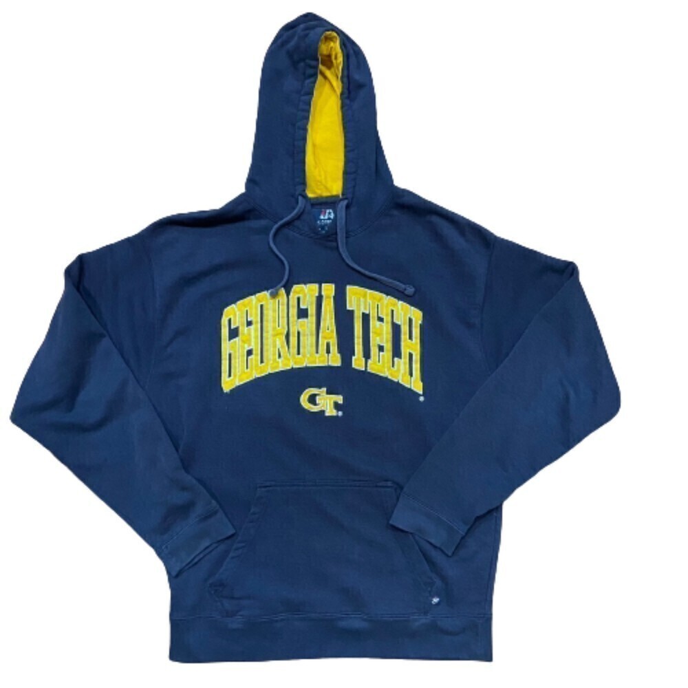 Georgia Tech Yellow Jackets Vintage Stitched Navy Blue Gold Hoodie Men's Large - Picture 8 of 8